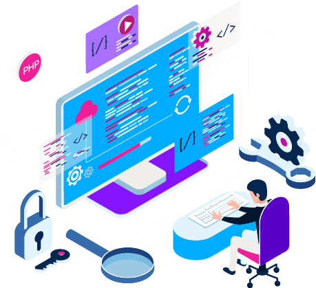 Ilustração de perguntas frequentes sobre software